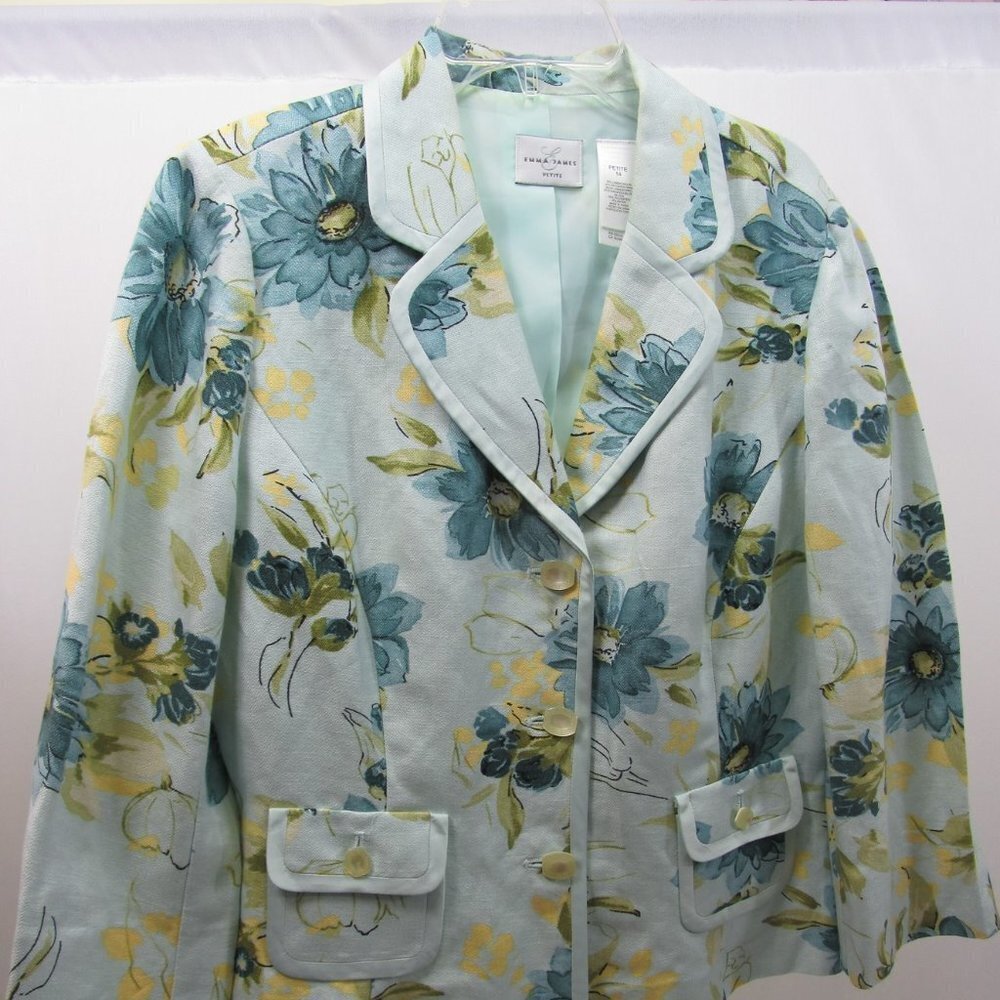 EMMA JAMES FLORAL THREE BUTTON BLAZER